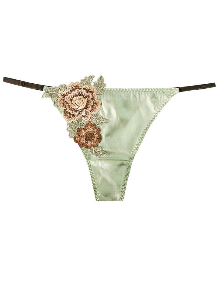 Luxurious Embroidery Mulberry Silk Charmeuse Panty