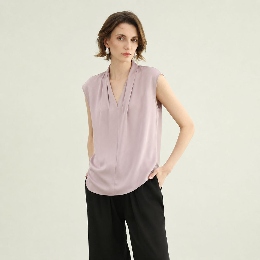 Women's Mulberry Silk Sleeveless V-Neck Blouse