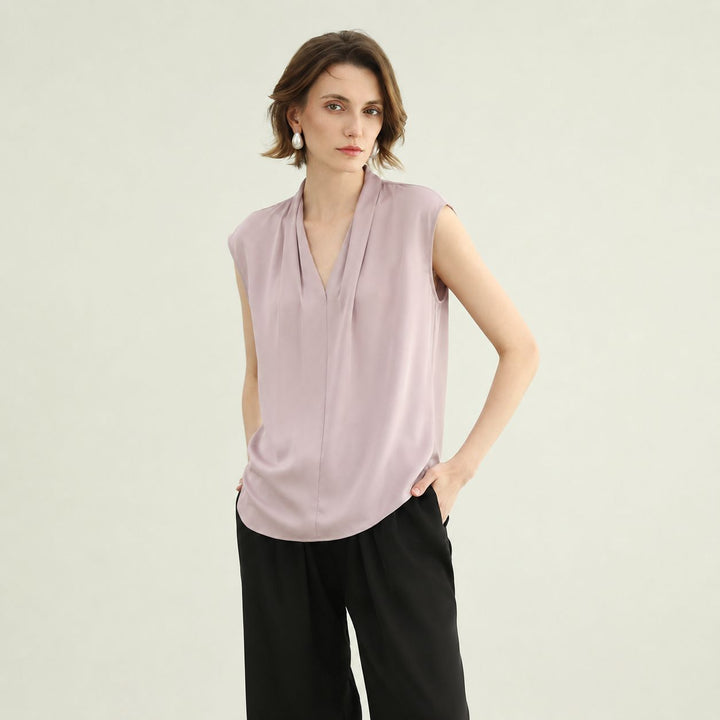 Women's Mulberry Silk Sleeveless V-Neck Blouse