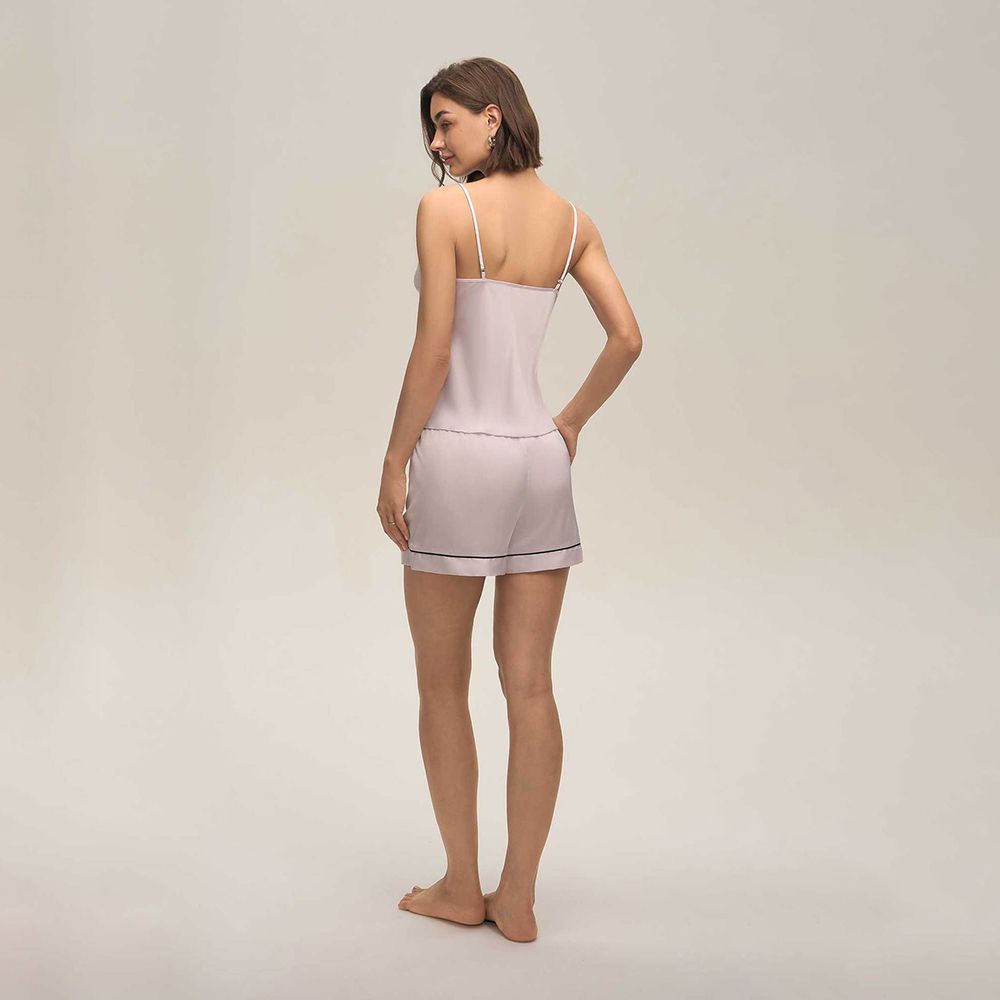 22 Momme Women's Mulberry Silk Camisole Set with Contrast Trimming