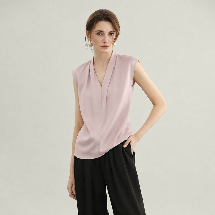 Women's Mulberry Silk Sleeveless V-Neck Blouse