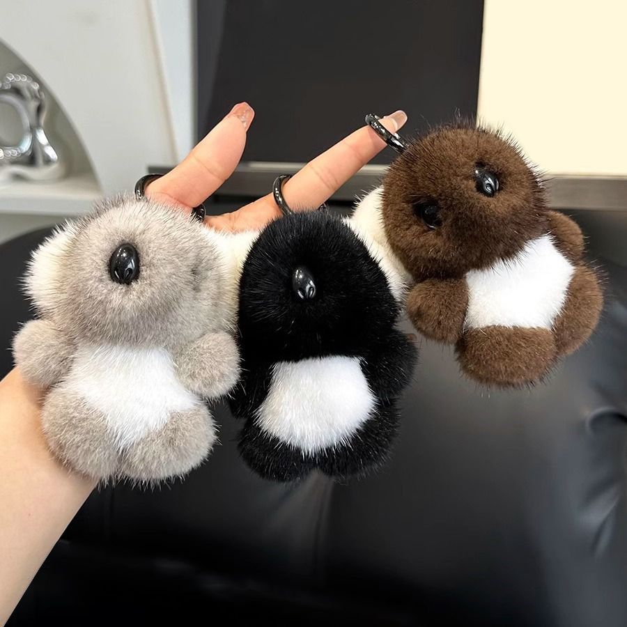 Real Mink Fur Koala Keychain Luxury Bag Charm