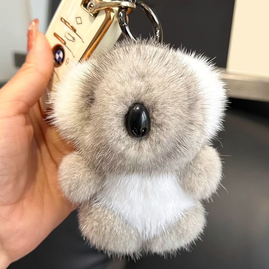 Real Mink Fur Koala Keychain Luxury Bag Charm