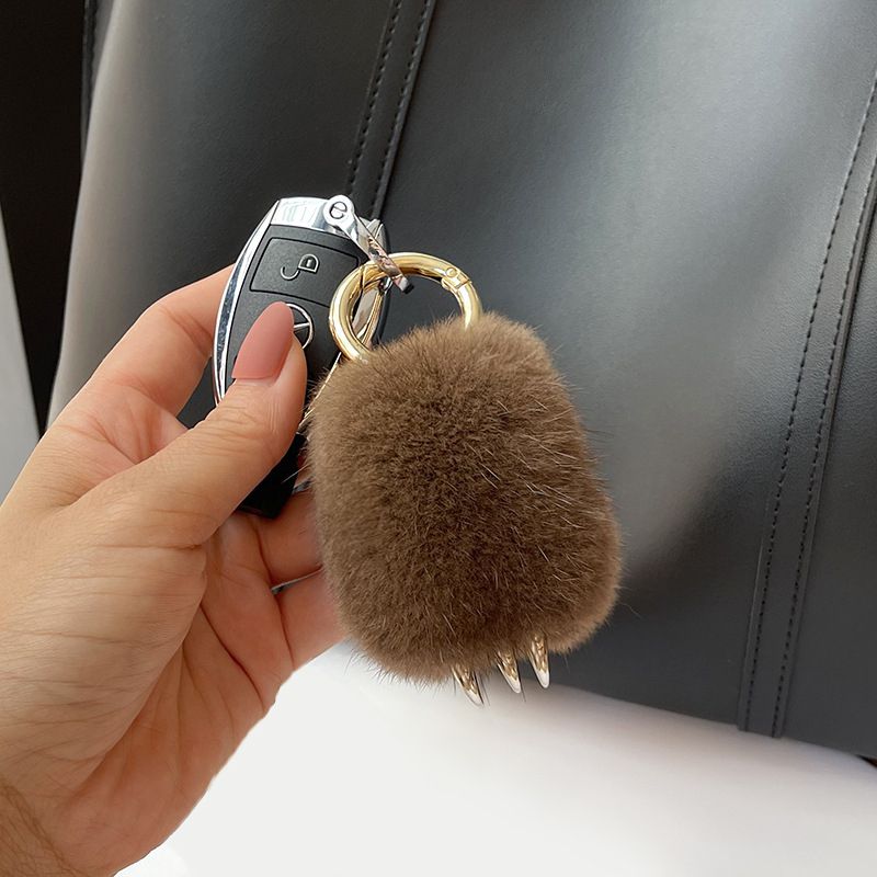 Mink Fur Cat Paw Keychain Cute Small Fluffy Fur Bag Charm