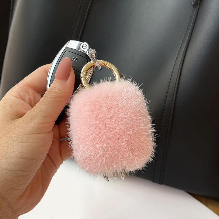 Mink Fur Cat Paw Keychain Cute Small Fluffy Fur Bag Charm