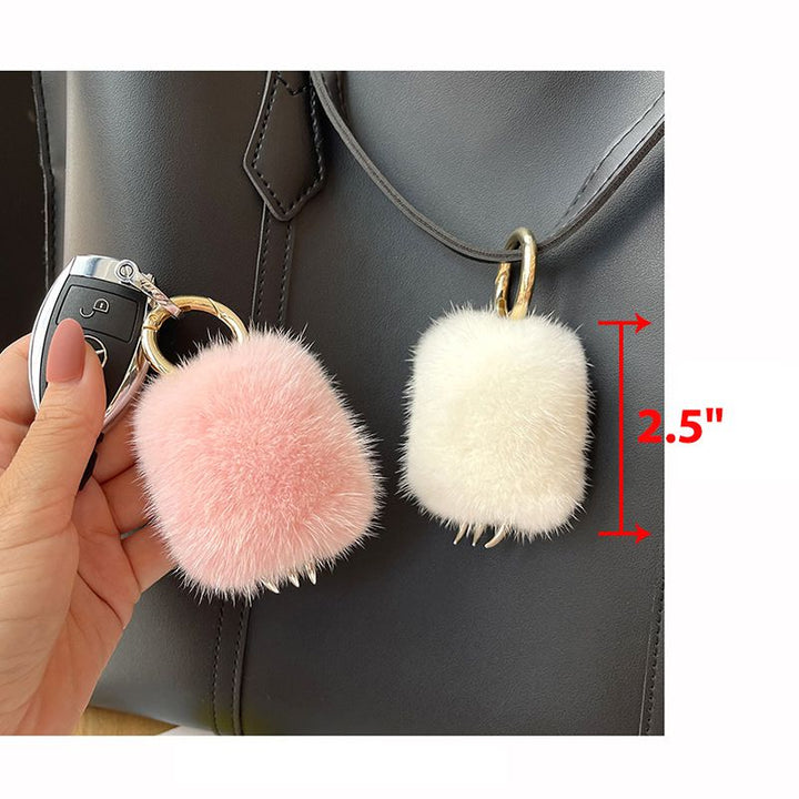Mink Fur Cat Paw Keychain Cute Small Fluffy Fur Bag Charm