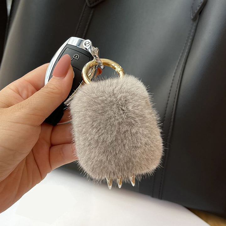 Mink Fur Cat Paw Keychain Cute Small Fluffy Fur Bag Charm