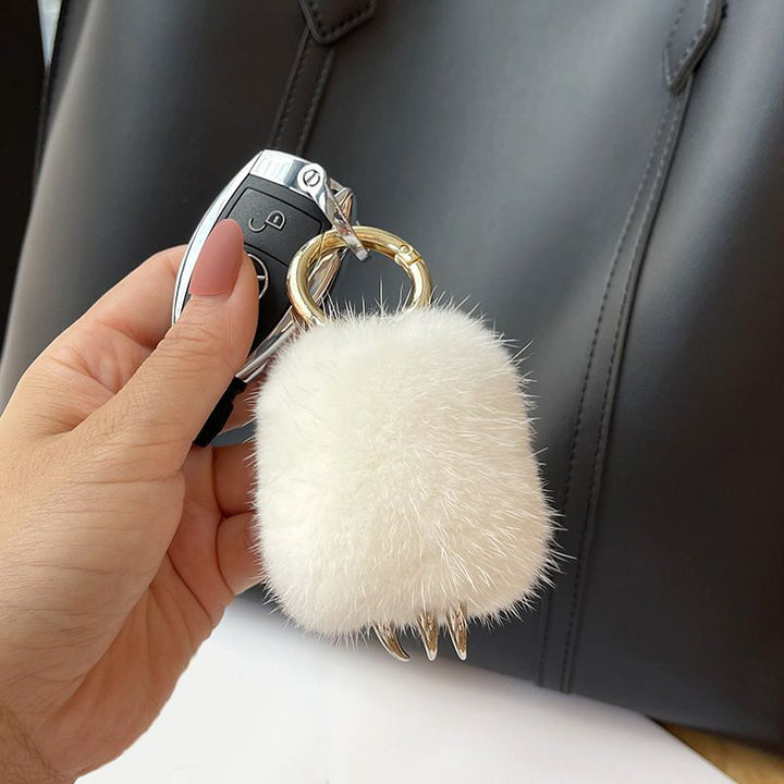 Mink Fur Cat Paw Keychain Cute Small Fluffy Fur Bag Charm