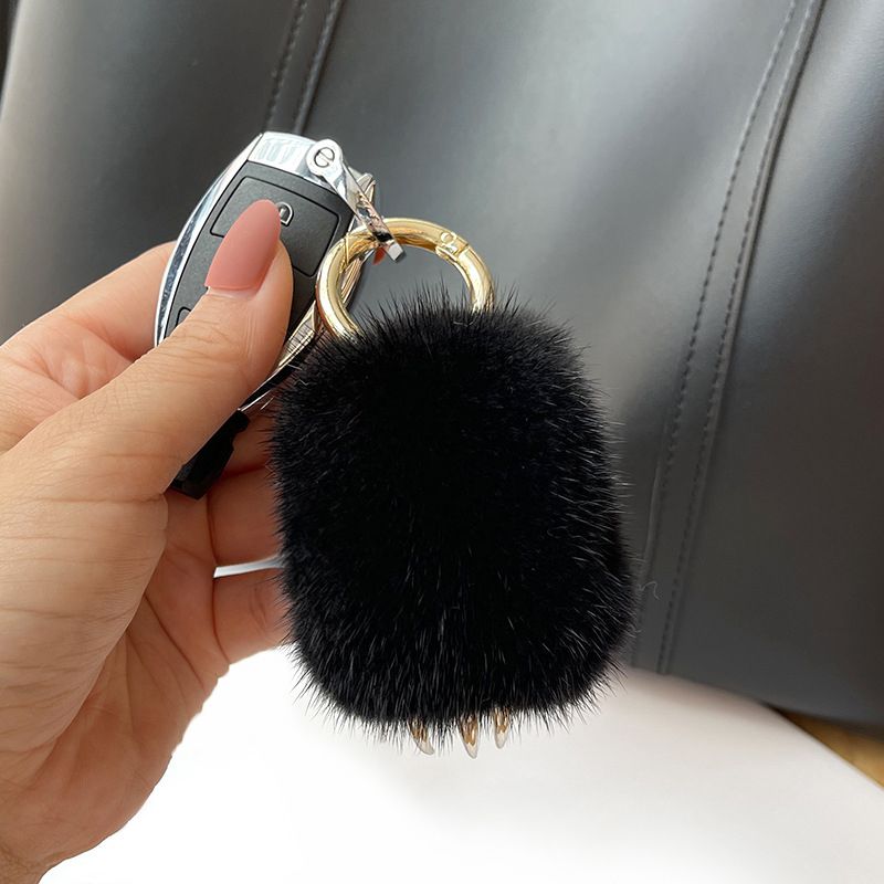 Mink Fur Cat Paw Keychain Cute Small Fluffy Fur Bag Charm