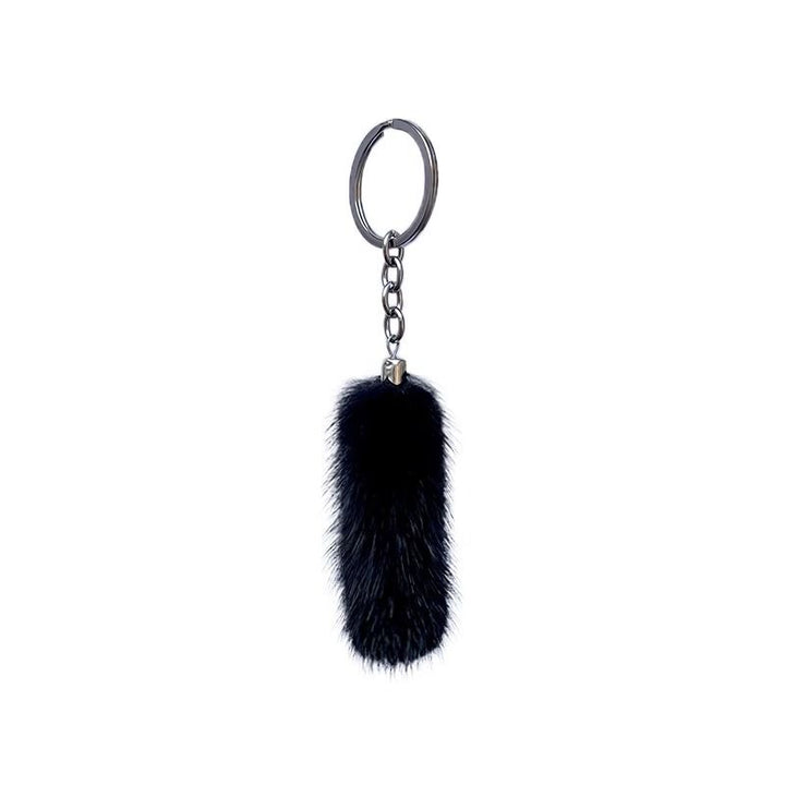 Real Mink Fur Mini Tail Car Keychain for Men and Women Simple Fluffy Bag Charm