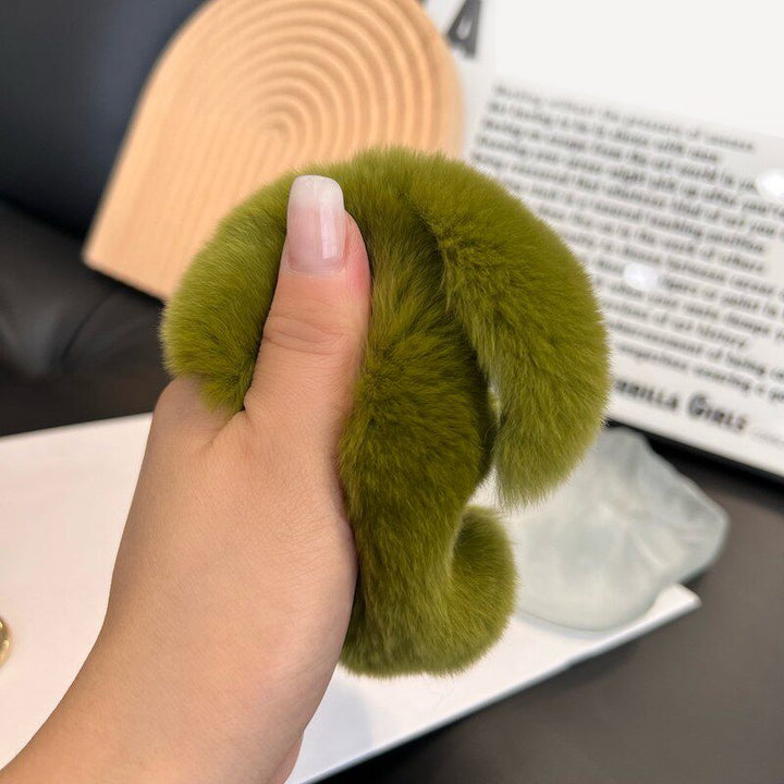 Real Rabbit Fur Avocado Keychain Plush Cute Fruit Bag Charm for Handbag