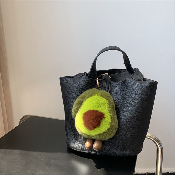 Real Rabbit Fur Avocado Keychain Plush Cute Fruit Bag Charm for Handbag