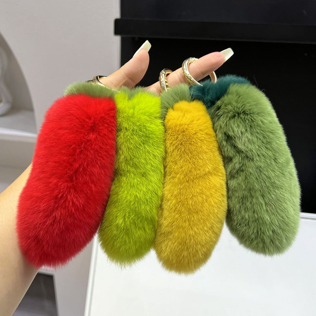 Real Rabbit Fur Chili Pepper Keychain Plush Vegetale Toy Bag Charm