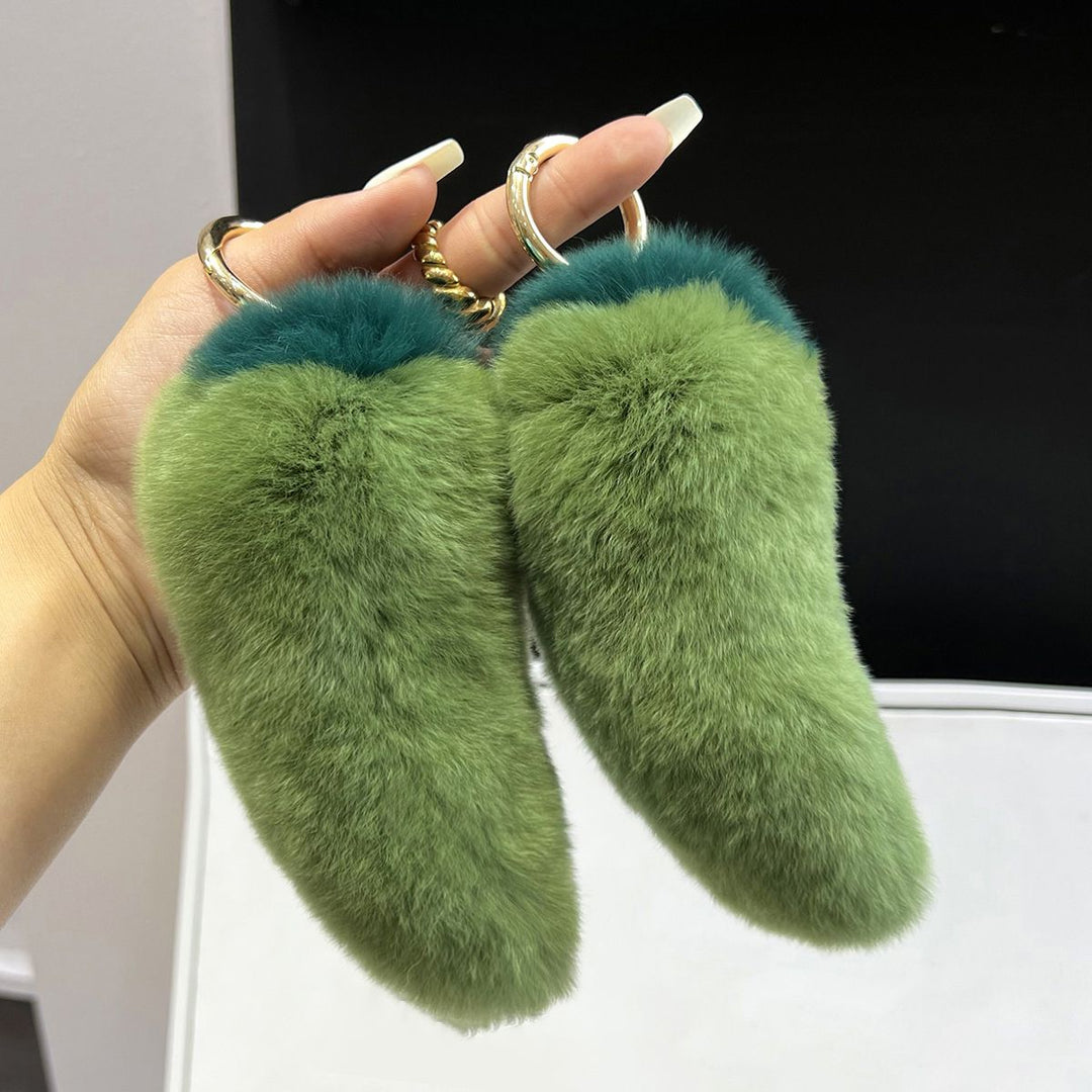 Real Rabbit Fur Chili Pepper Keychain Plush Vegetale Toy Bag Charm