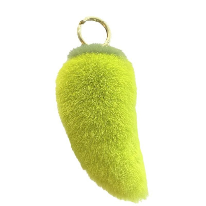 Real Rabbit Fur Chili Pepper Keychain Plush Vegetale Toy Bag Charm