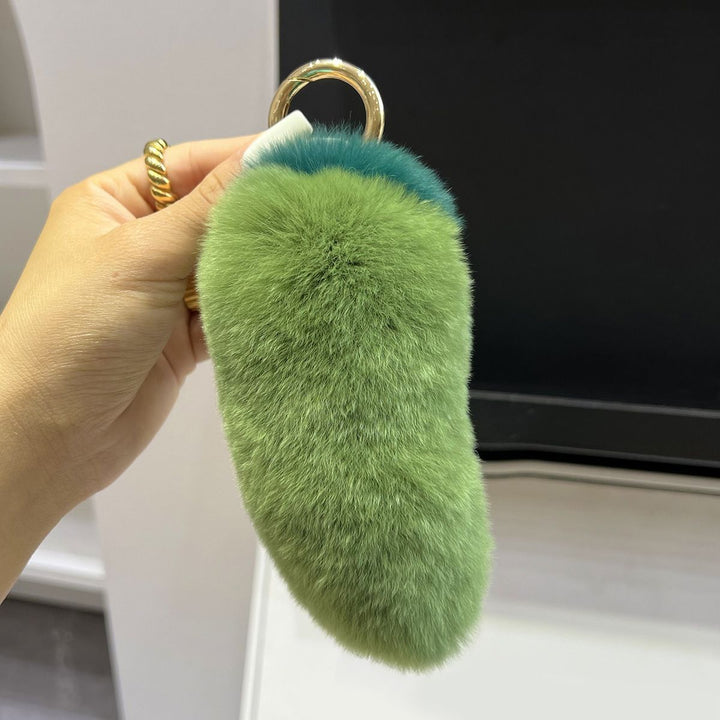 Real Rabbit Fur Chili Pepper Keychain Plush Vegetale Toy Bag Charm