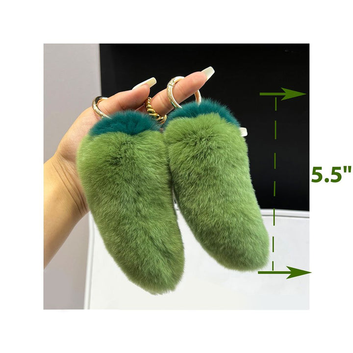 Real Rabbit Fur Chili Pepper Keychain Plush Vegetale Toy Bag Charm