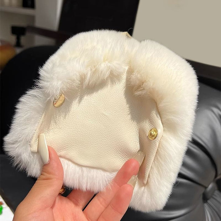 Real Rabbit Fur Winter Coat Style Keychain Fluffy Furry Cute Fur Key Ring for Women