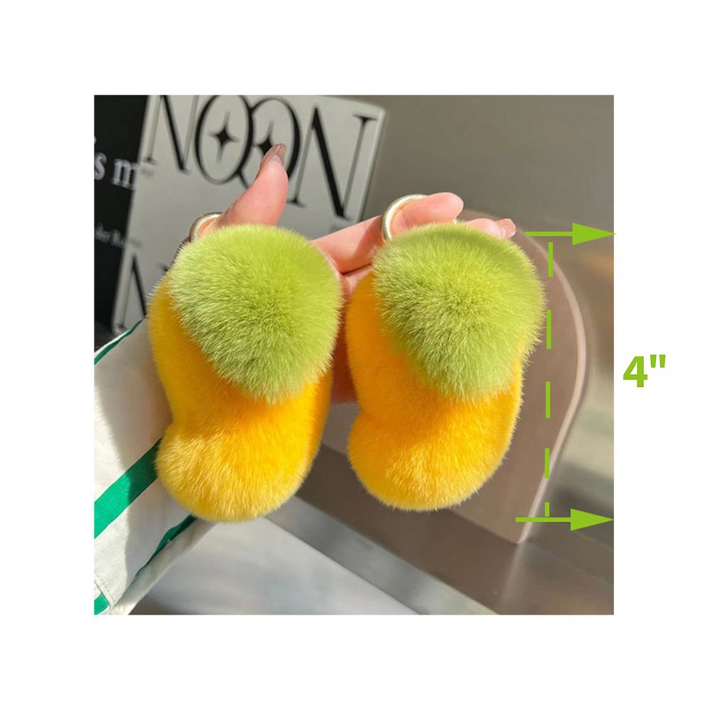 Fluffy Mango Real Rabbit Fur Keychain Cute Plush Bag Charm