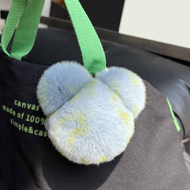 Real Rex Rabbit Fur Bunny Head Keychain Soft Plush Pom-Pom Bag Charm