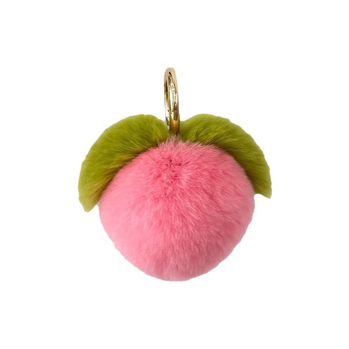 Fluffy Real Rex Rabbit Fur Peach Keychain Cute Fruit Bag Charm