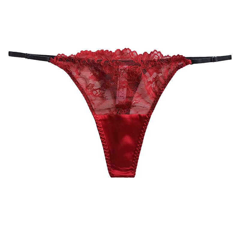 Floral Mesh Silk Thong Panty