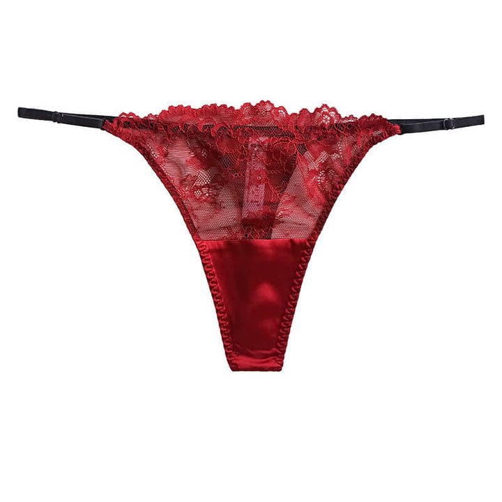 Floral Mesh Silk Thong Panty