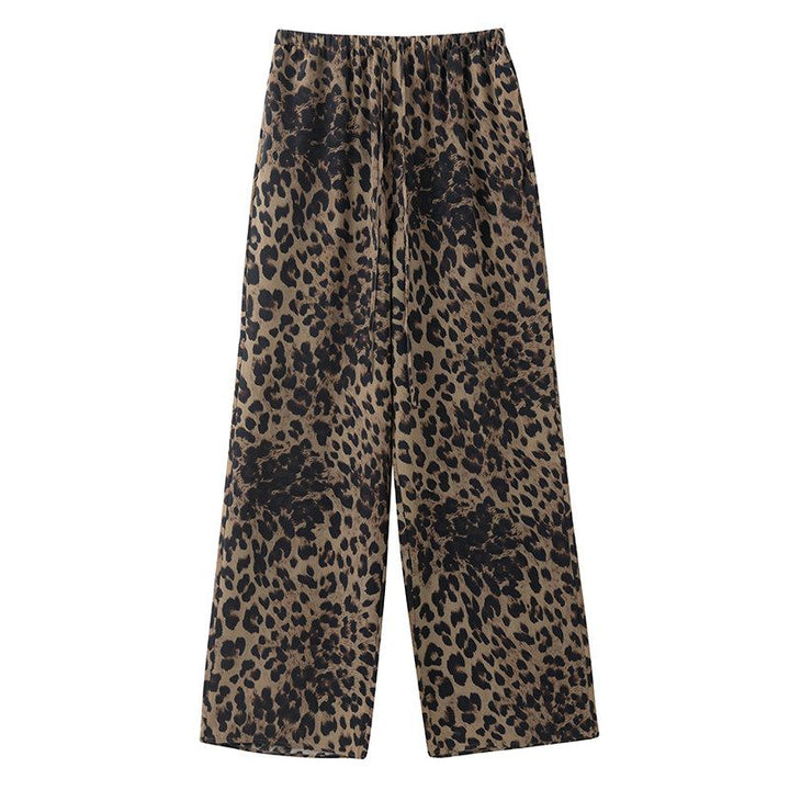 Washable Mulberry Silk Leopard Printed Lounge Pants For Women