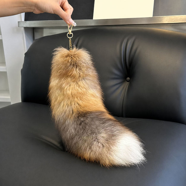 Luxury Real Fox Fur Tail Keychain Long Fluffy Bag Charm