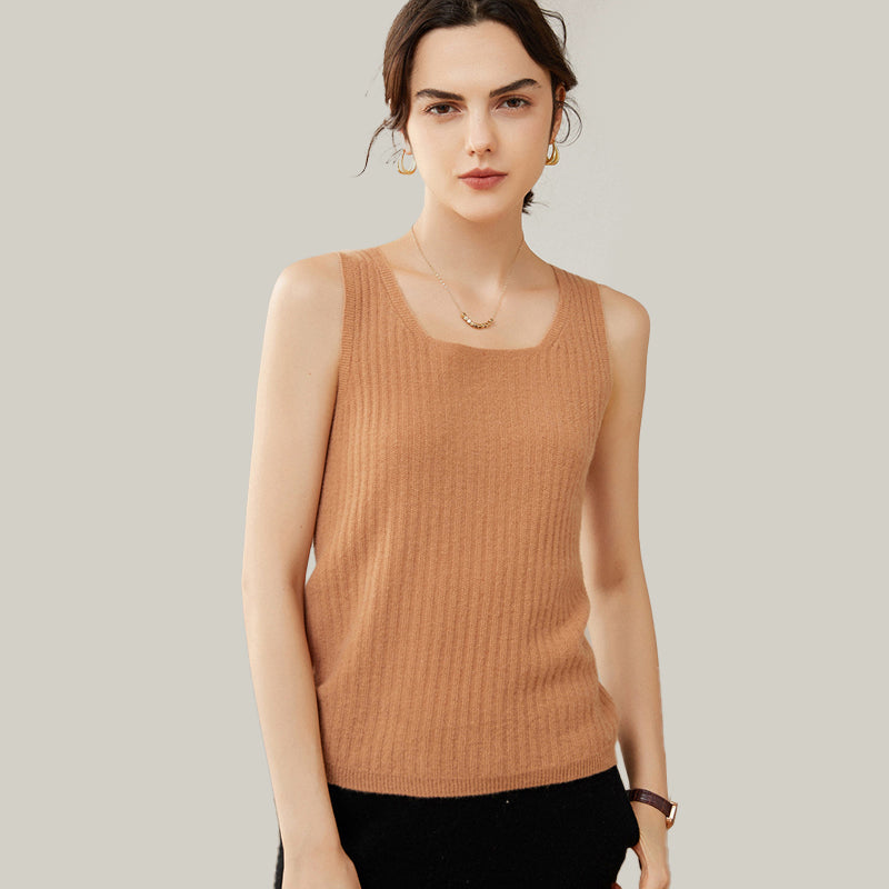 Scoop Neck Cashmere Camisole Vest Sweater For Women CP011