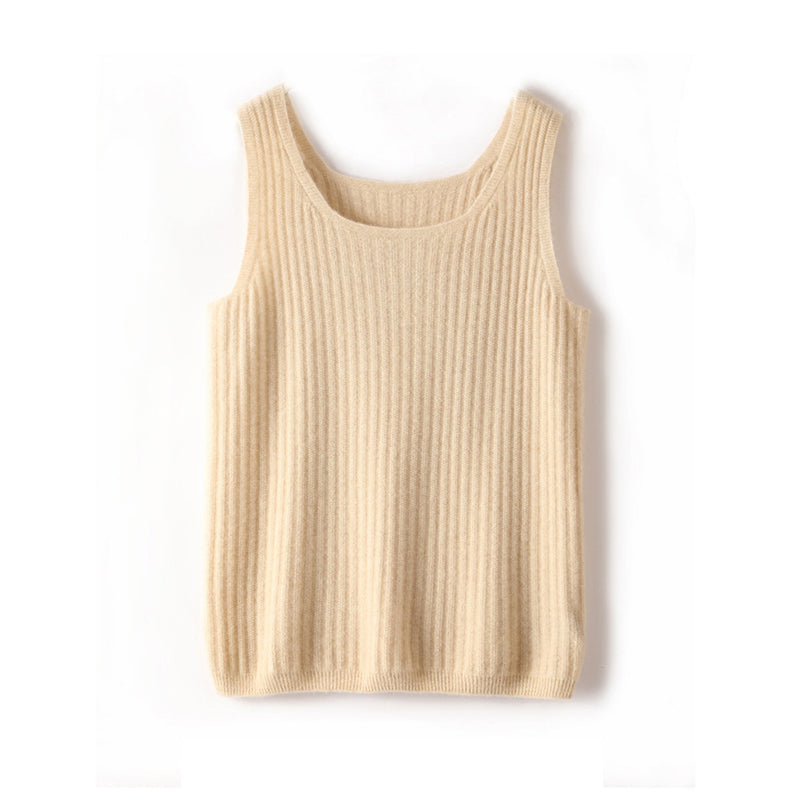 Scoop Neck Cashmere Camisole Vest Sweater For Women CP011