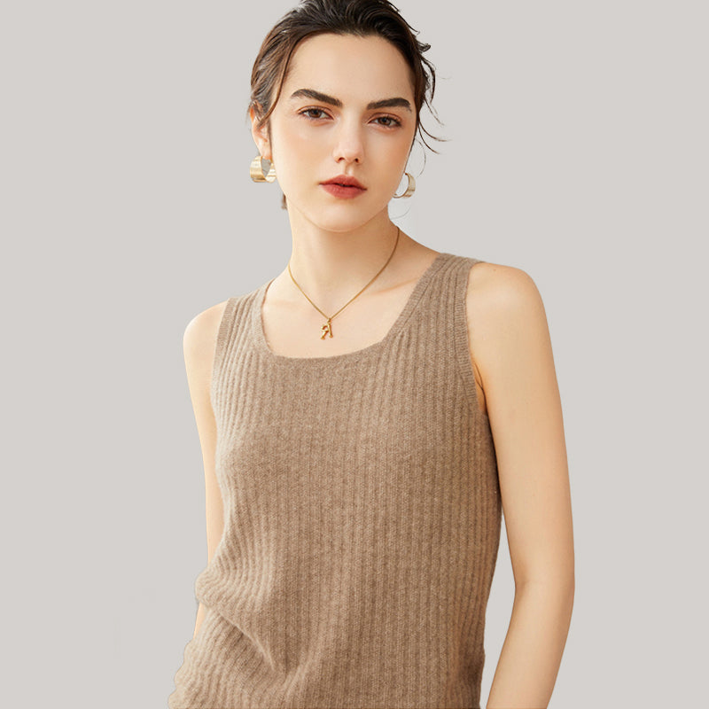 Scoop Neck Cashmere Camisole Vest Sweater For Women CP011