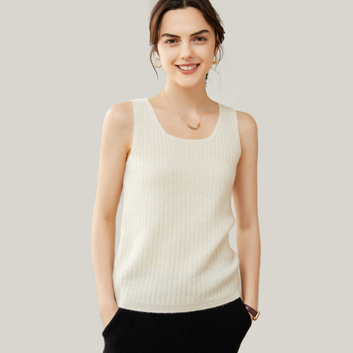 Scoop Neck Cashmere Camisole Vest Sweater For Women CP011