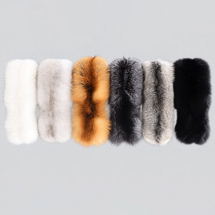 Luxury Real Silver Fox Fur Scarf Collar Oversized Fluffy Natural Fur Neck Warmer Wrap for Women