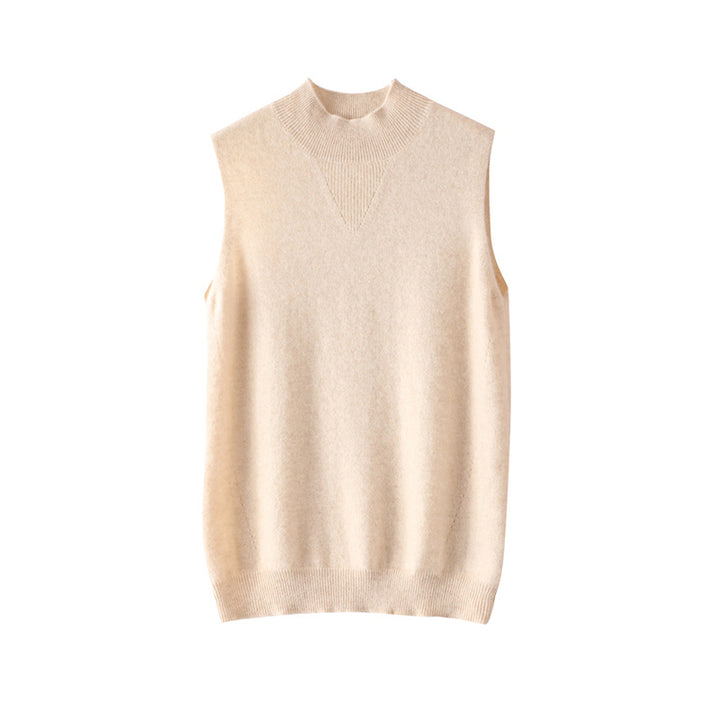 Sleeveless Mock Neck Cashmere Sweater Vest For Women CP008