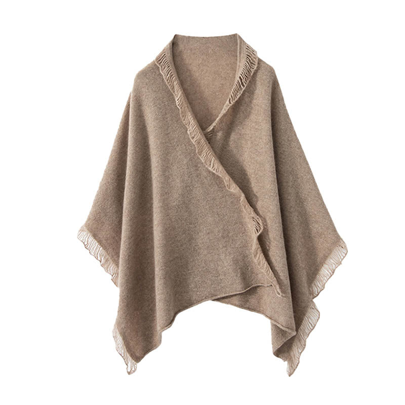Elegant Fringed 100% Cashmere Shawl Wrap for Women