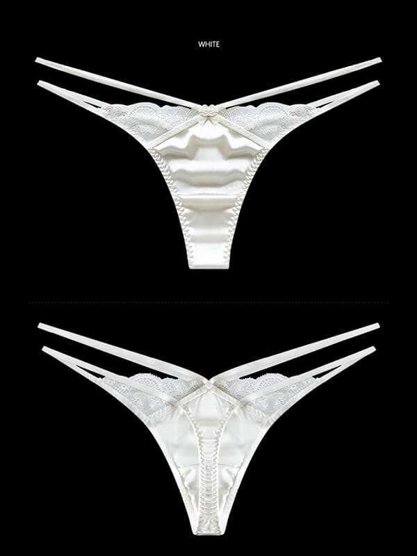 Strappy Cutout Silk Lace Thong Underwear