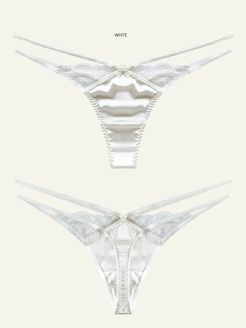 Strappy Cutout Silk Lace Thong Underwear