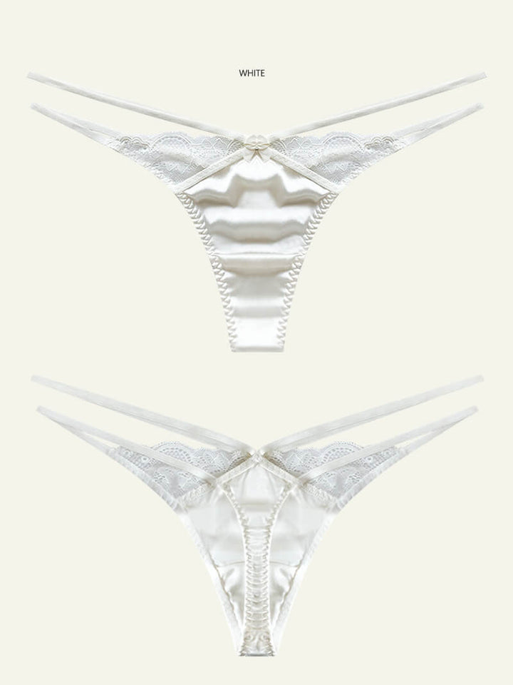 Strappy Cutout Silk Lace Thong Underwear