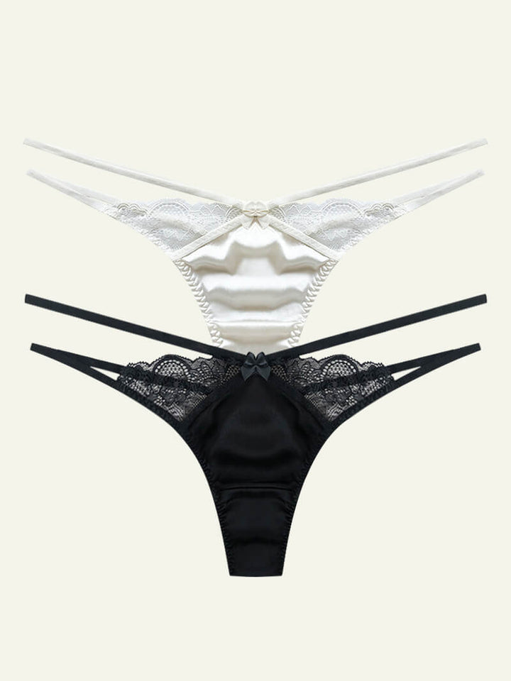 Strappy Cutout Silk Lace Thong Underwear