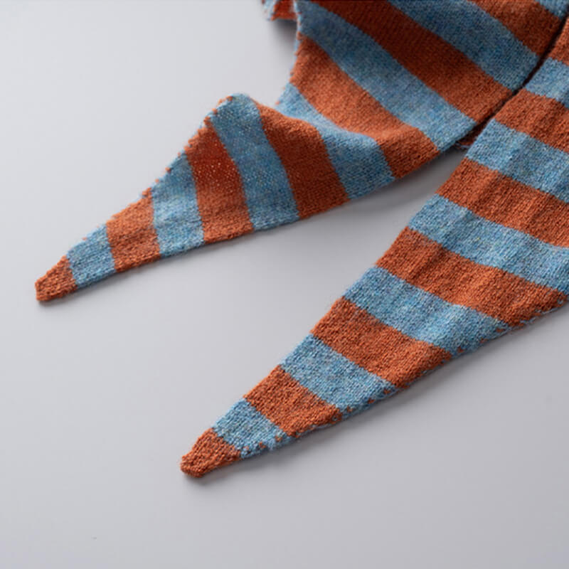 Stylish and Warm Striped Triangle 100% Cashmere Scarf Wrap