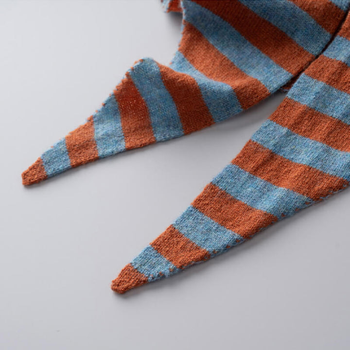 Stylish and Warm Striped Triangle 100% Cashmere Scarf Wrap
