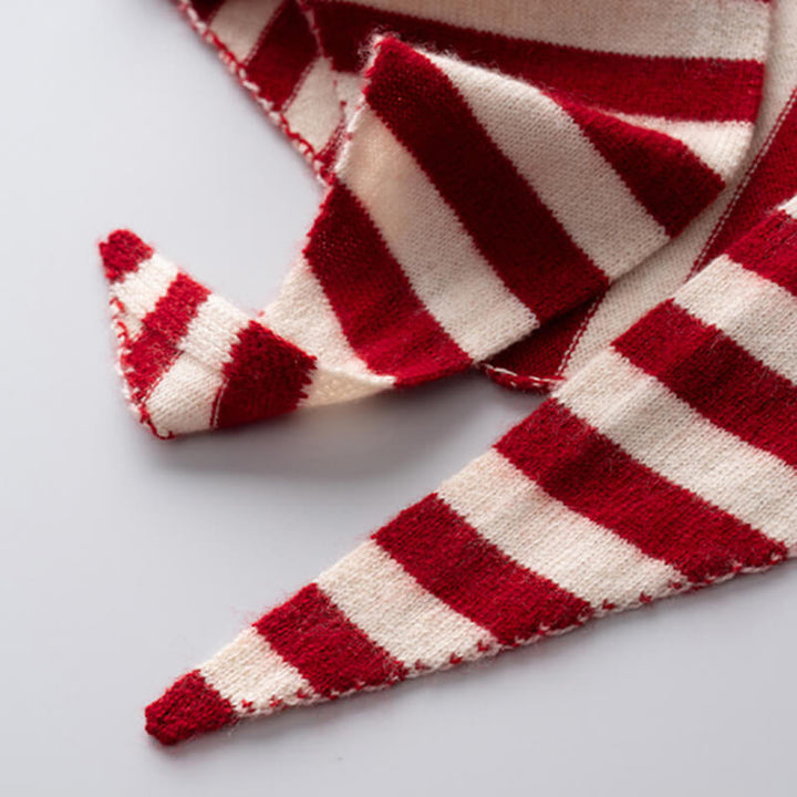 Stylish and Warm Striped Triangle 100% Cashmere Scarf Wrap