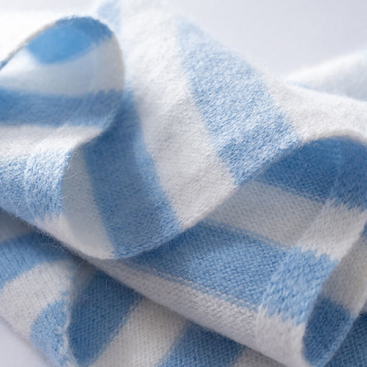 Stylish and Warm Striped Triangle 100% Cashmere Scarf Wrap
