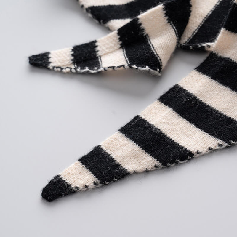 Stylish and Warm Striped Triangle 100% Cashmere Scarf Wrap