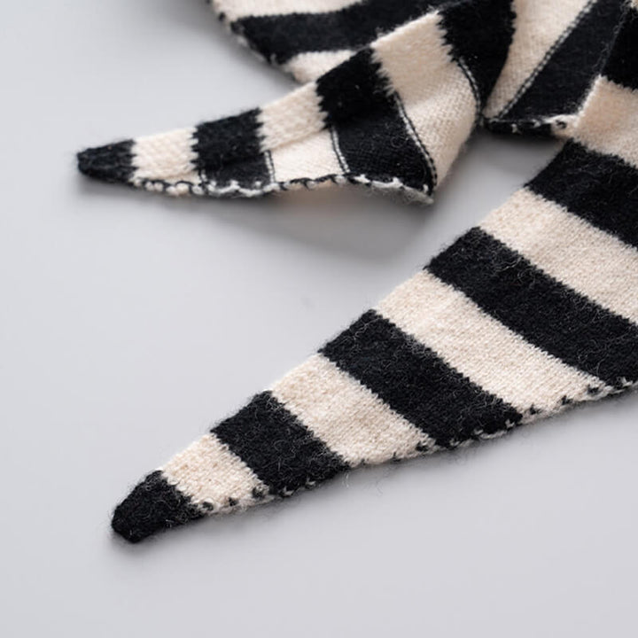 Stylish and Warm Striped Triangle 100% Cashmere Scarf Wrap