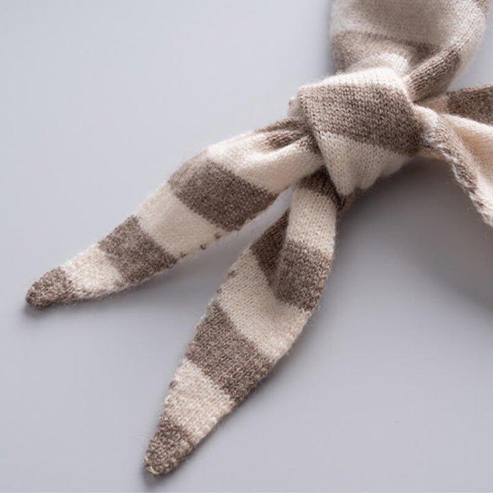 Stylish and Warm Striped Triangle 100% Cashmere Scarf Wrap