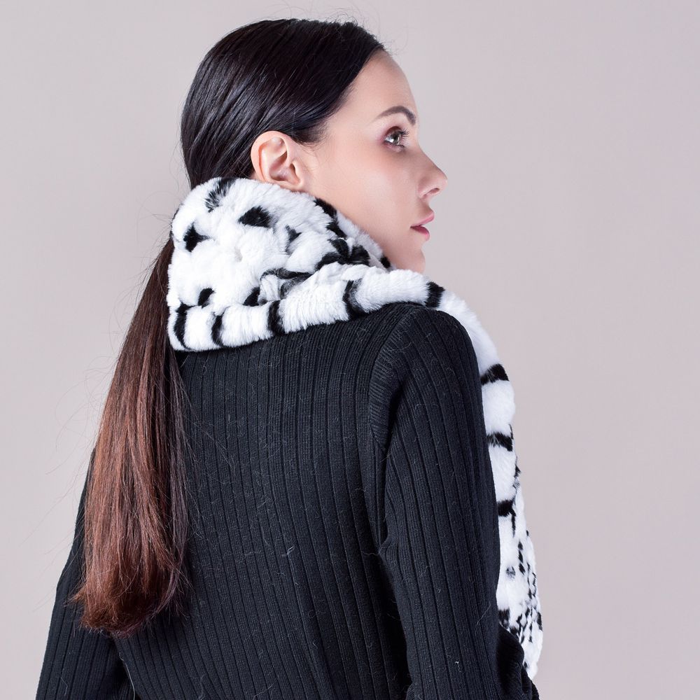 Real Rabbit Fur Scarf Women Winter Soft Warm Fashion Long Scarves