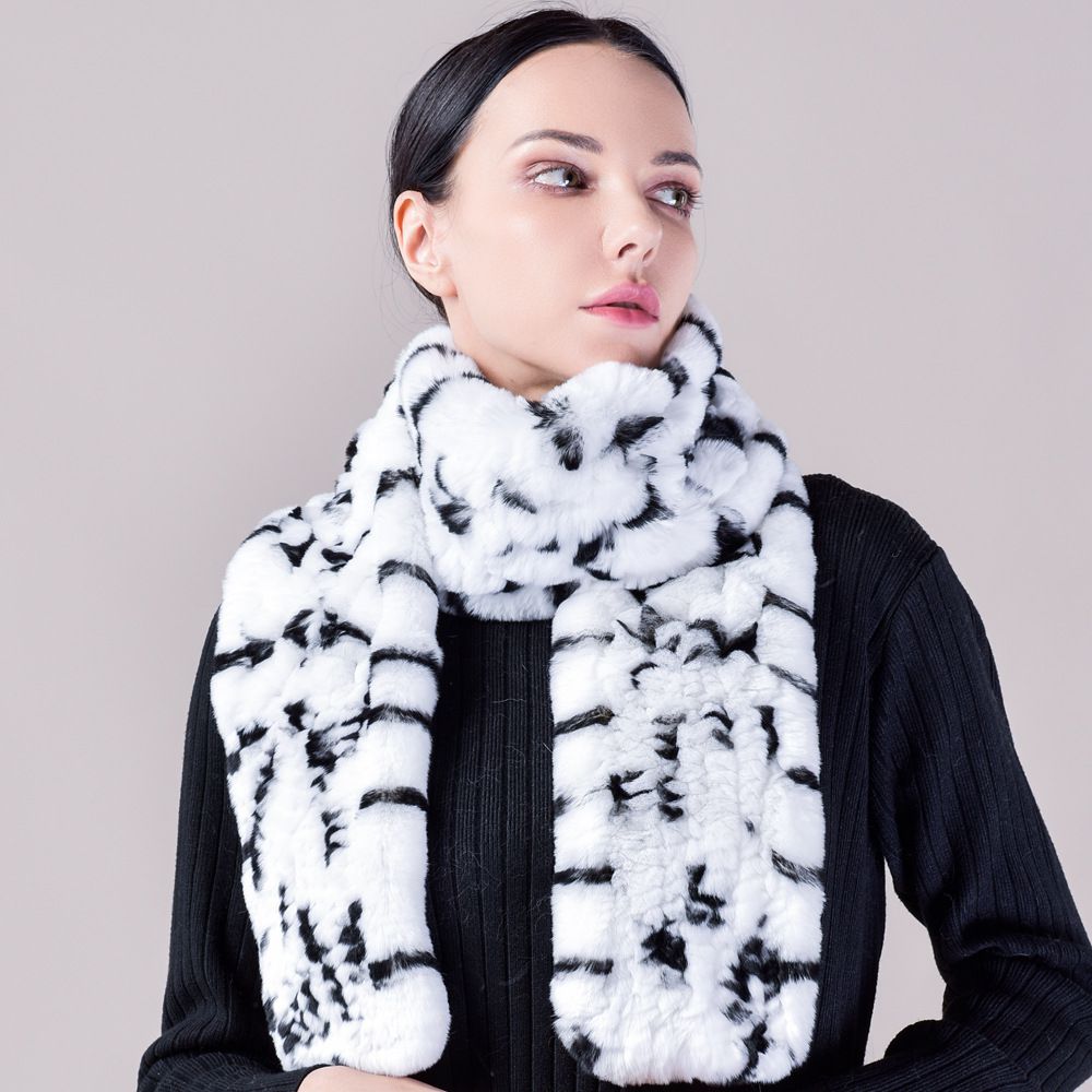 Real Rabbit Fur Scarf Women Winter Soft Warm Fashion Long Scarves
