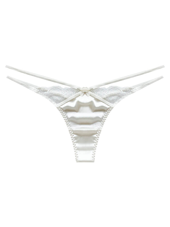 Strappy Cutout Silk Lace Thong Underwear